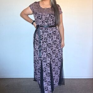 NWT Candalite Formal Black & pink Long Gown Dress size 1X